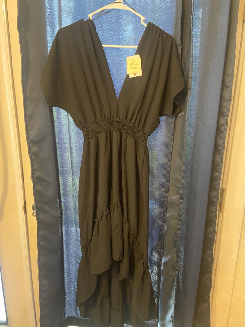 Black High-Low V-Neck Maxi Dress
